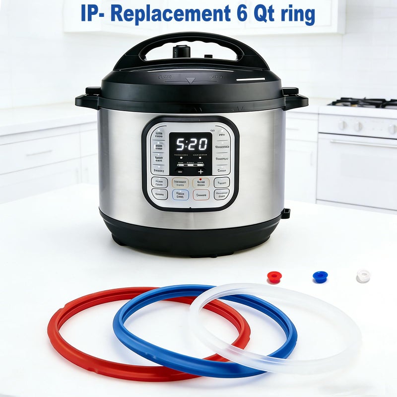 Fuator 3 Pack Sealing Ring 6 Qt for Instant Pot Sealing Rings Replacement for 5/6Qt Instant Pot Seal, With 3 Float Valve Caps, Food-grade Silicone Instapot Gasket 5&6Qt, Fit for DUO DUO Plus 6 Quart - Image 2